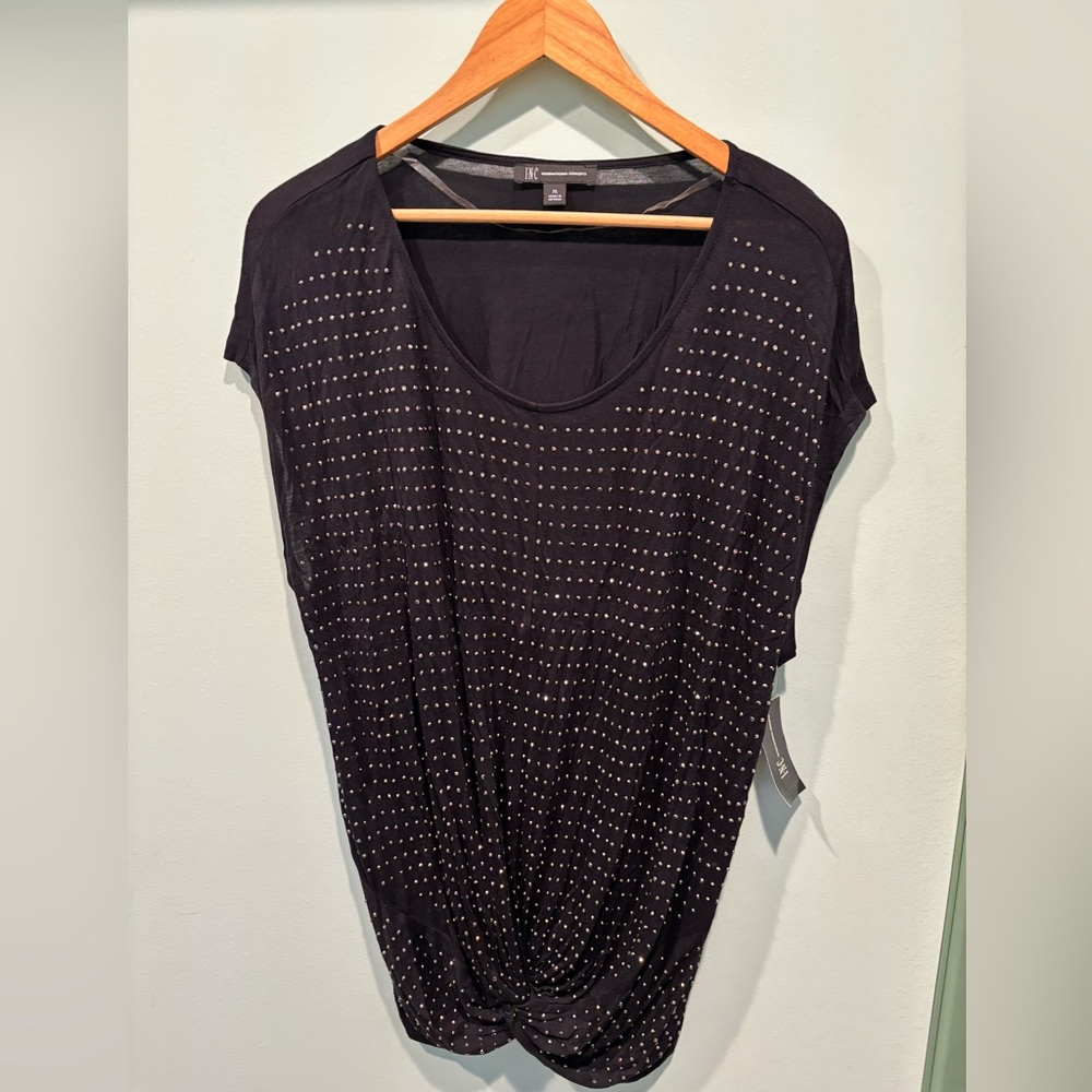 NWT INC International Concepts capped sleeve studded Tshirt